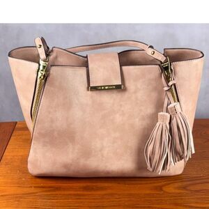 Steve Madden Large Zip Tote Blush Pink Vegan Leather Gold Hardware